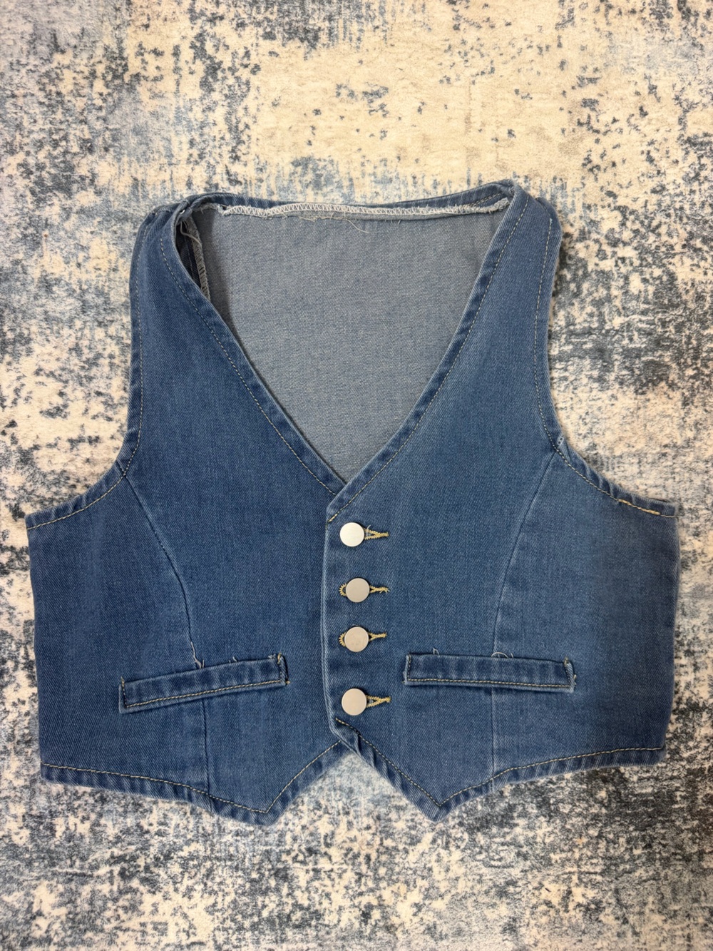SHEIN Women's Blue Denim Vest Overalls